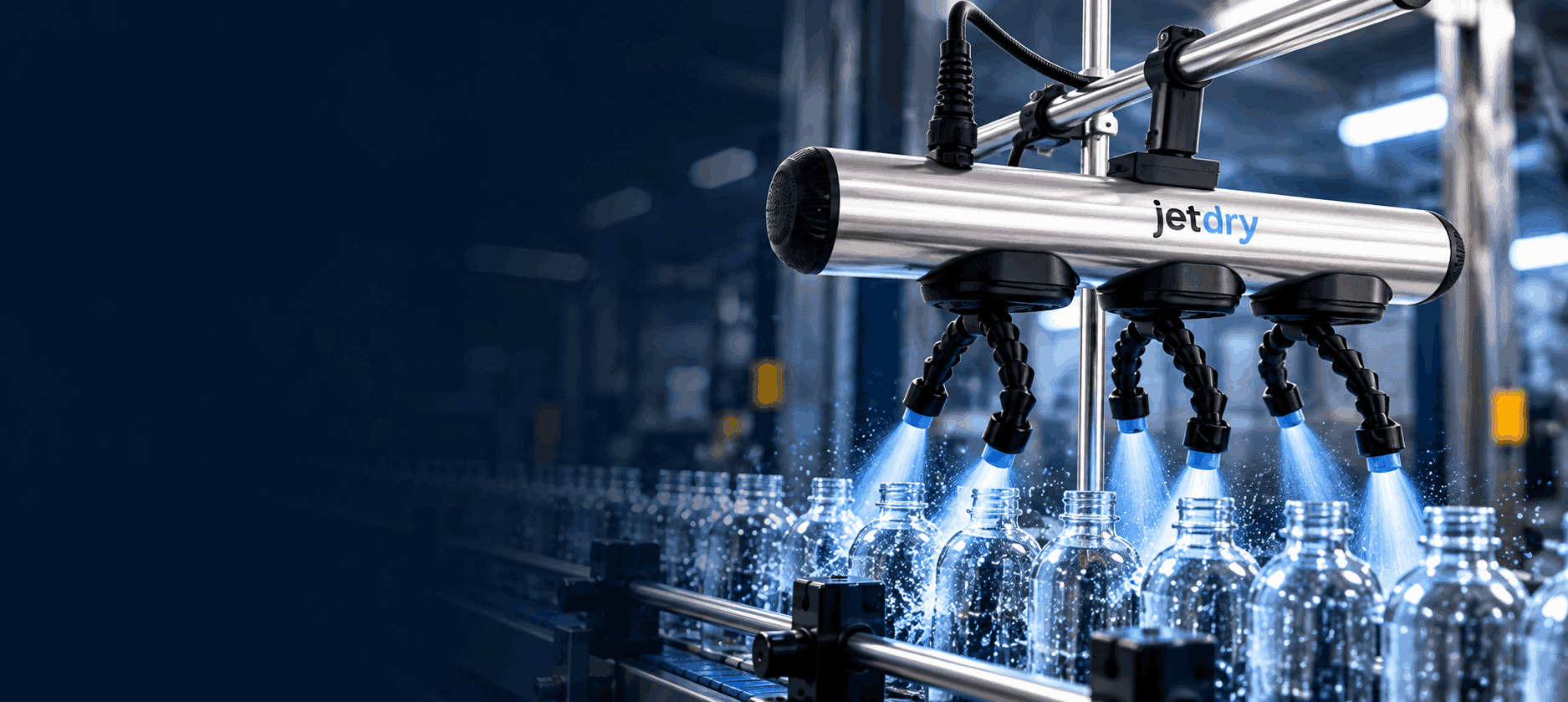 JetDry Jet2-N spot nozzle dryer drying milk cartons on a conveyor